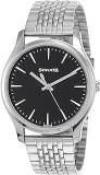 Sonata Stainless Steel Silver Band And Black Dial Analog Watch For Men NR77082SM01