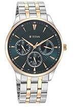 Sonata Titan Regalia Opulent Blue Dial Quartz Multifunction Stainless Steel Strap Watch for Men NS90127KM02