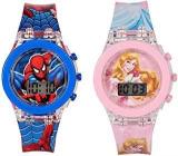 SQUIRRO Spiderman & Princess Digital Glowing Watches Combo For Kids Boys & Girls Pack Of 2