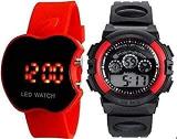 SS S S Traders Digital Red Colour Black Dial Led & Seven Light Watch Boys, Men & Kids