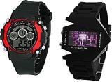 SS S S Traders Digital Unisex Child Watch Multicolored Dial, Black Colored Strap Pack Of 2