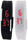 SS S S Traders Digital Unisex Watch Black Dial & White & Black Colored Strap