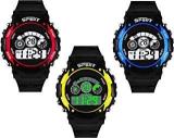 SS SS Traders Digital Unisex Child Watch Multicolored Dial, Black Colored Strap