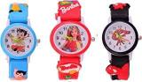 SS Traders Analogue Multicolored Dial Unisex Watch Pack Of 3 Multicolored Dial Multicolored Colored Strap