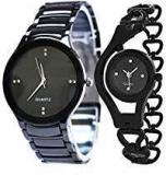 Style Analogue Black Round Dial Unisex Watch Combo Of 2 Sk Sk Iik Full Black & Kadi Black