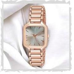 STYLEDOSE Newly Arrived Women Stainless Steel Casual Watch Embossed Sqaure Dial Women's Watch with Rose Gold Stainless Steel Strap