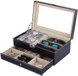 Styleys Watch Organizer Box Watch Storage Holder, Watch Case, Watch And Sunglasses Organizer, Jewelry Organizer Watch Box Black, W117