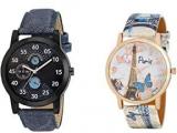 Stysol Couple Analog White & Blue Dial Unisex Combo Watches Pack Of 2