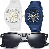 Stysol Unisex Watches Pack Of 2 Sunglasses Watch Combo For Boys & Men 2 X Watch 1 X Sunglass