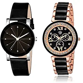 Analog Black Color Watch for Girls and Women Combo of 2