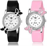 SWADESI STUFF Analogue Women's & Girl's Watch Combo Of 2 White Dial Black & Pink Colored Strap