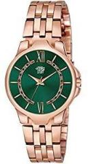 SWADESI STUFF Analogue Women's Watch Green Dial Rose Gold Colored Strap FOX 388