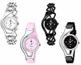 Swadesi Stuff Black & White Color Diamond Studded Dial Analog Watch for Girls and Women Combo of 4