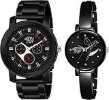 SWADESI STUFF Black Color Dial Round Shap Elegant Analog Couple Watch For Men And Women Combo Of 2