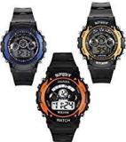 Swadesi Stuff Combo Of 3 Digital Black Dial Kids Watch