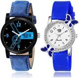 SWADESI STUFF Embellished & Studded Dial Analogue Unisex Watch Black And White Dial Blue Colored Strap LR 2 & BF BLUE