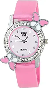 Swadesi Stuff Exclusive Diamond Studded Pink Butterfly Analog Watch for Girls & Women