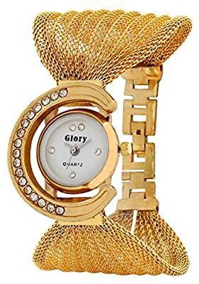 Swadesi Stuff Golden Women's & Girl's Analogue White Dial Wrist Watch