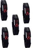 Swadesi Stuff LED Black Color UNISEX Watch Combo Of 5 Watches