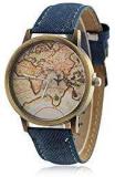 Swadesi Stuff Mini World Map Unisex Stylish Denim Casual Wrist Watch Blue