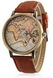 Swadesi Stuff Mini World Map Unisex Stylish Denim Casual Wrist Watch Brown