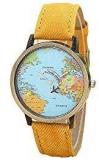 Swadesi Stuff Mini World Map Unisex Stylish Denim Casual Wrist Watch Yellow