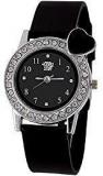 Swadesi Stuff New Arrival Heart Diamond Black Color Stylish Analog Watch For Girls & Women