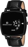 SWADESI STUFF Unique Style Time Analogue Men And Women Watch Black Dial & Black Colored Leather Strap