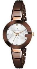 SWISSTONE Analog Women's Stainless Steel Watch Silver Dial Brown Colored Strap