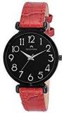 Swisstone Analogue Black Dial Red Leather Strap Women's & Girl's Watch Ck301 Blk Red