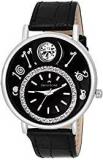 Swisstone VOGLR321 Black Dial Black Leather Strap Analog Wrist Watch For Women