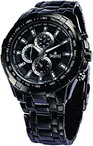 Analogue Black Dial Men Watch SS GR198 BLK CH