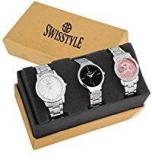 Swisstyle Analogue Black Pink White Dial Women's Combo Of 3 Watch Ss 3Cmb 03