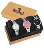 Swisstyle Analogue White Black Pink Dial Women's Combo Of 3 Watch Ss 3Cmb 01