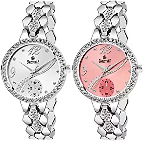 SWISSTYLE Britton Analogue Silver and Pink Dial Combo Women's Watch