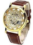 Talgo New Arrival Special Collection Transparent Analog Gold Dial Brown Strap Men's & Boy's Watch | Fashion Wrist Watch | Party Wedding Watch | Special For Teenager Boy's Watch | Men Watch