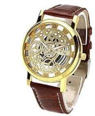 Talgo New Arrival Special Collection Transparent Analog Gold Dial Brown Strap Men's & Boy's Watch | Fashion Wrist Watch | Party Wedding Watch | Special for Teenager Boy's Watch | Men Watch