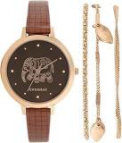 TEAL BY CHUMBAK Round Dial Analog Watch For Women|Fantastic Elephant Collection| Watch & Jewellery Sets|Gifts For Women/Girls/Ladies |Stylish Fashion Watch For Casual/Work Brown