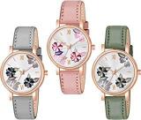 The Shopoholic Analog 6 Different Color Flowered Dial Watch for Womens and Girls Single and Combo Watches for Women and Girl Pack of 2 and Pack of 3