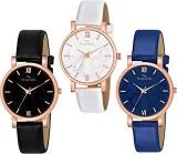 The Shopoholic Analog Black White Blue Dial Combo Ladies Watches Watch For Womens And Girls Pack Of 3