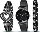 The Shopoholic Branded Analogue Diamond Black Dial Magnet Women Watches Casual Analogue Women's Watch With Gift Bracelet For Women Or Girls And Watch For Girl Or Women Combo Of 3