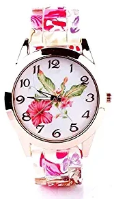 Analog Multi Colour Dial Floral Print Belt Women Watch & Girls Watch Pnk Floral