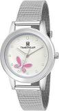 TIMEWEAR Analog Pink Butterfly Silver Dial Stainless Steel Strap Watch for Women