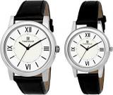 TIMEWEAR Analogue Unisex Watch White Dial Black Colored Strap Pack Of 2