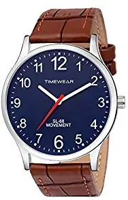 TIMEWEAR Blue Dial Brown Strap Watch for Men 232BDTG