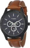 TIMEX Analog Black Dial Men's Watch TW000U913 Genuine Leather, Brown Strap