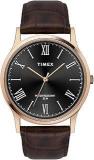 TIMEX Analogue Black Dial Men's Watch Black Dial Brown Colored Strap