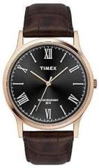 TIMEX Analogue Black Dial Men's Watch Black Dial Brown Colored Strap