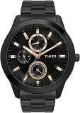 TIMEX Brass Men Round Dial Analog Watch Tweg18508, Band Color Black, Dial Color Black