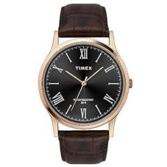 TIMEX Leather Analog Black Dial Men Watch Tw000R433, Bandcolor Brown